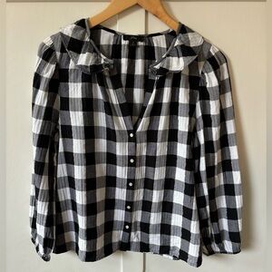 J. CREW Black & White Ruffle Blouse